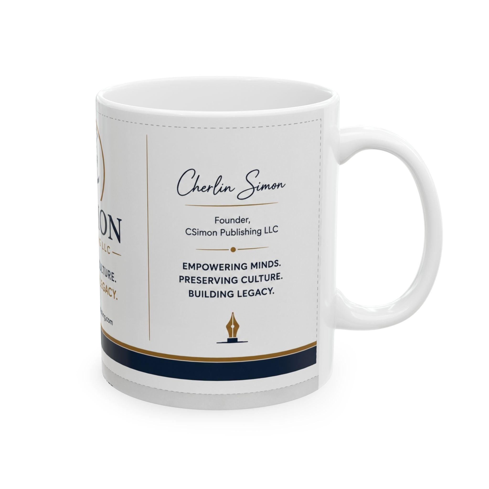 CSimon Publishing Logo Ceramic Mug – "Wear Your Culture, Carry Your Legacy" (11oz & 15oz)