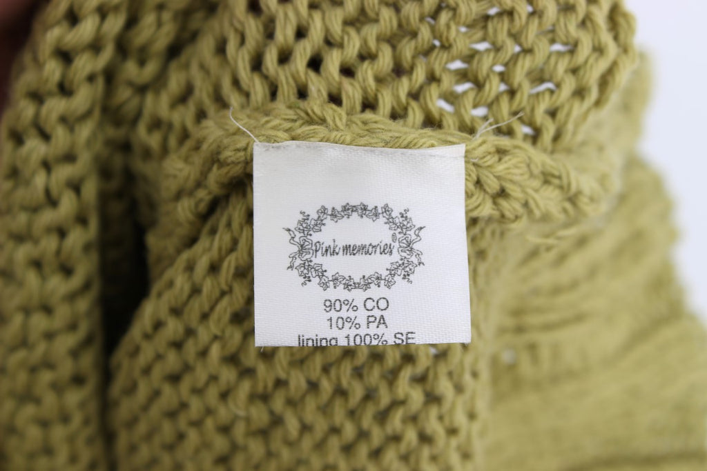 Green Cotton Blend Knitted Sleeveless Sweater