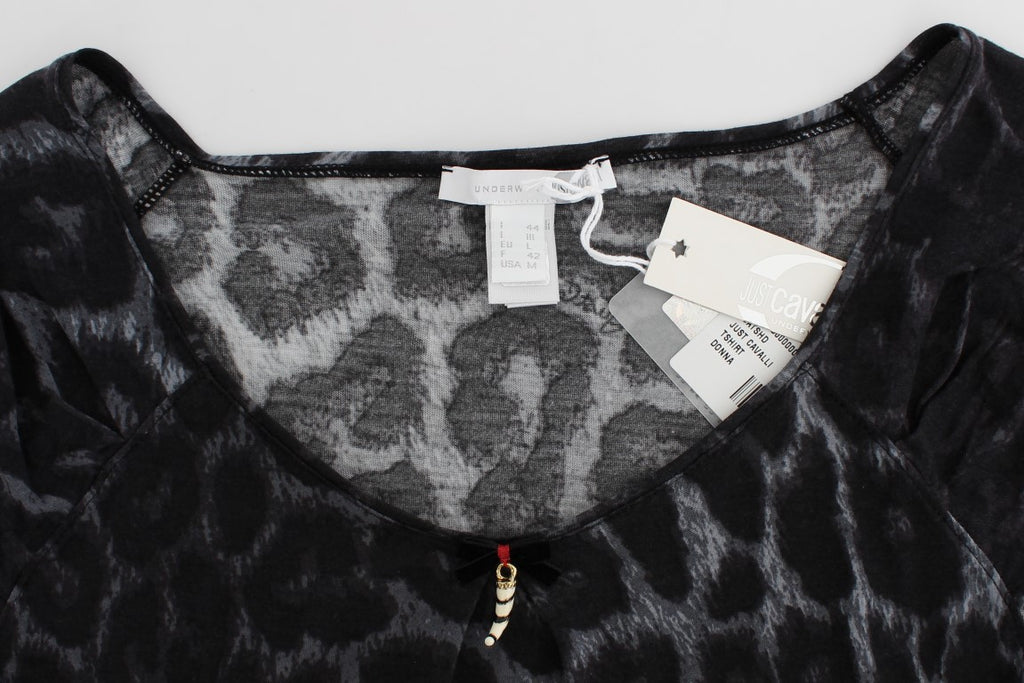 Gray Leopard Modal T-Shirt Blouse Top
