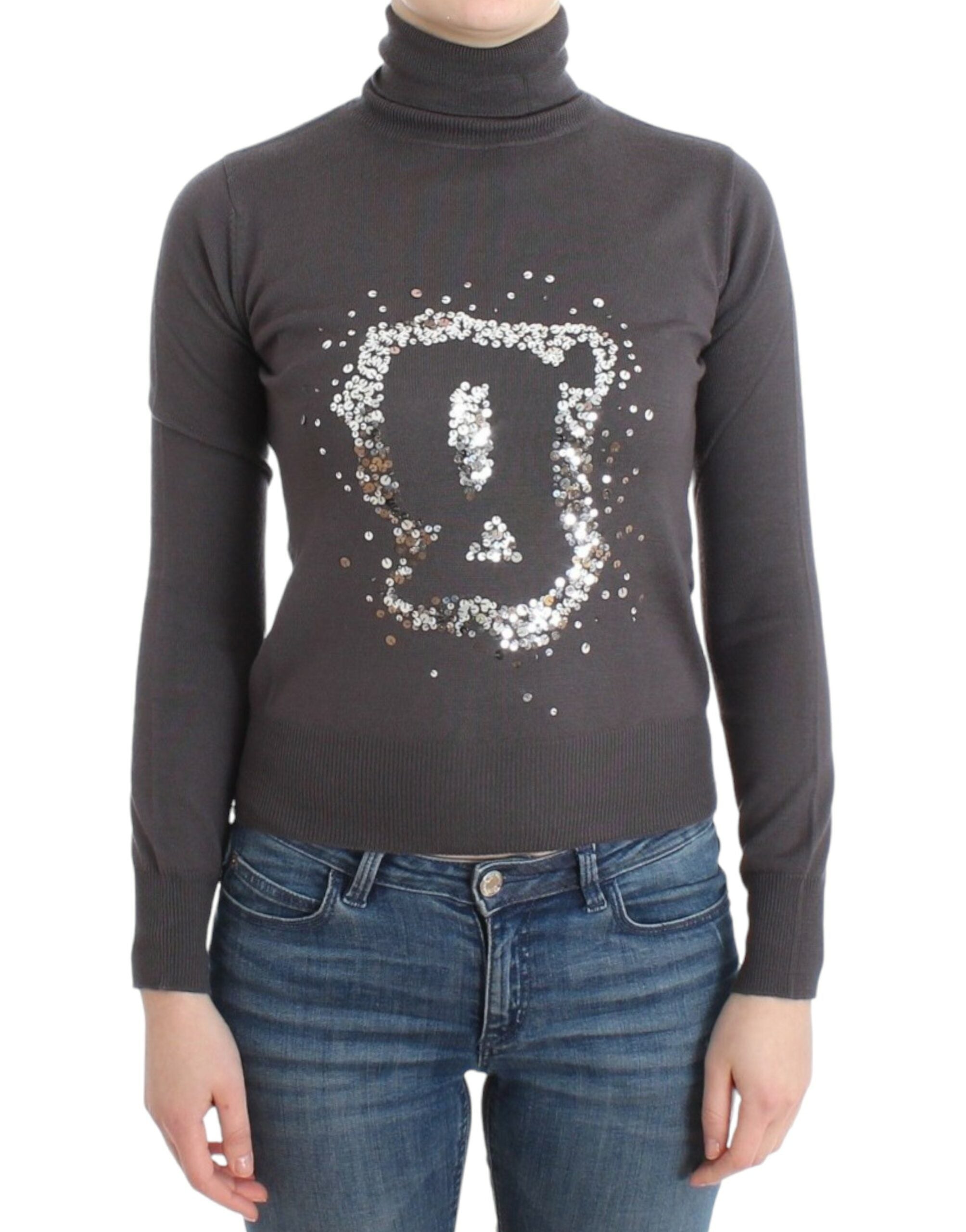 Brown turtleneck cotton sweater