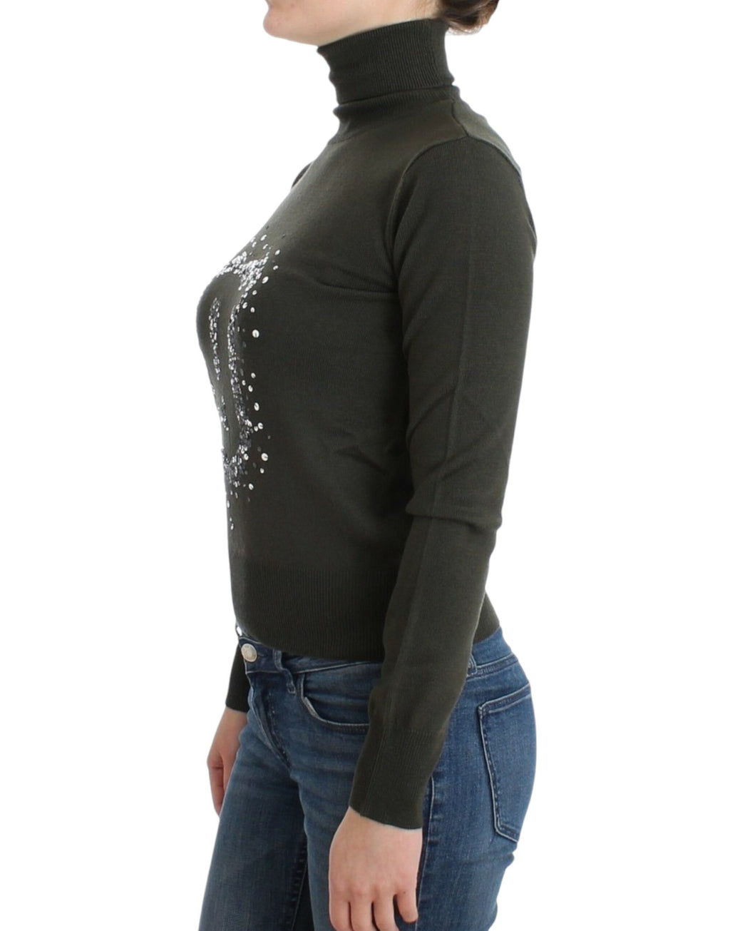 Green wool turtleneck sweater