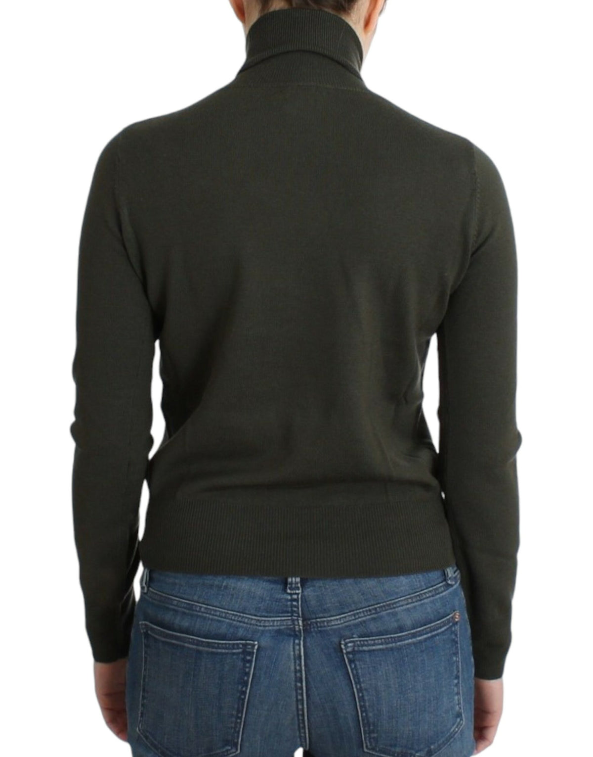 Green wool turtleneck sweater