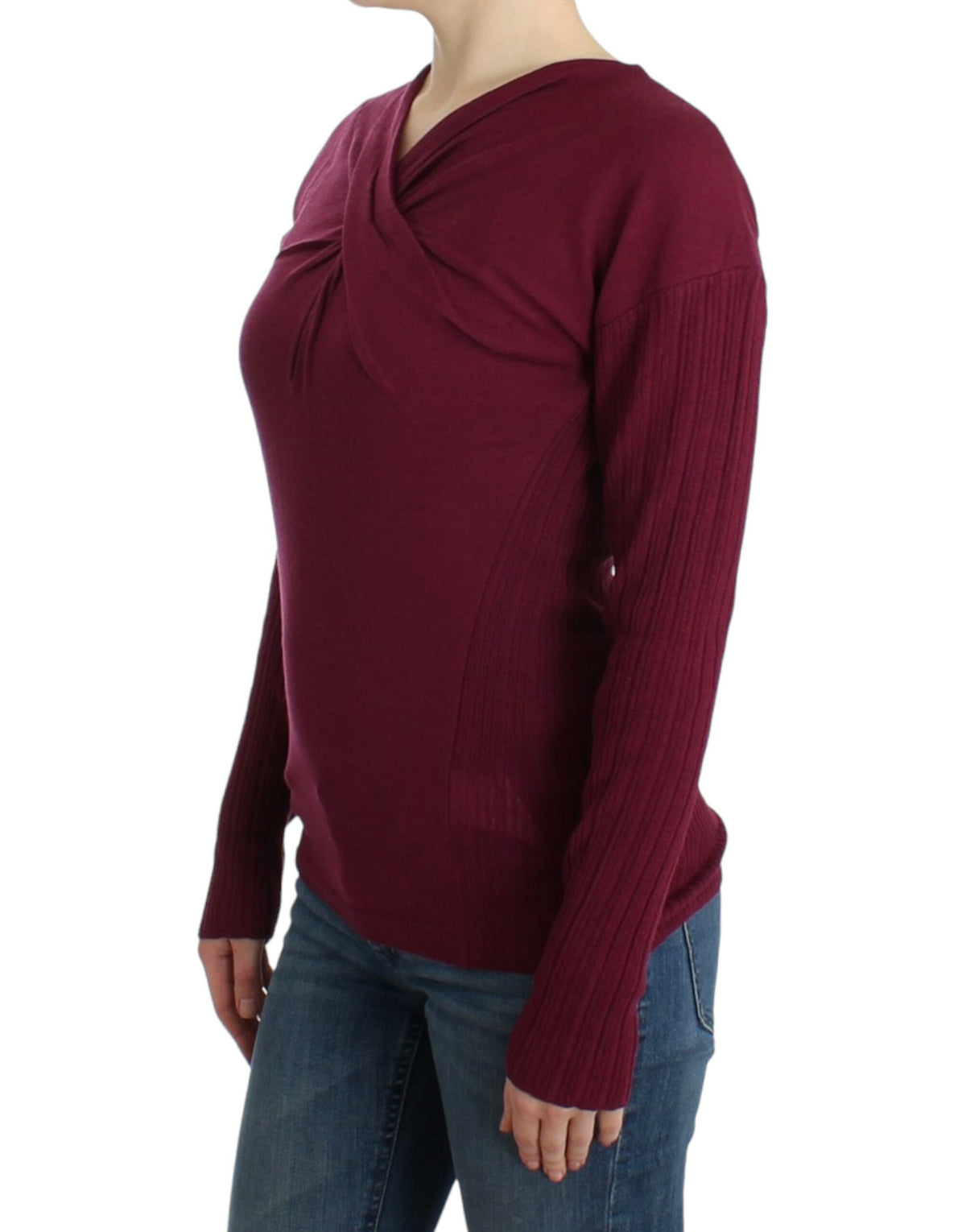 Purple knitted wool sweater