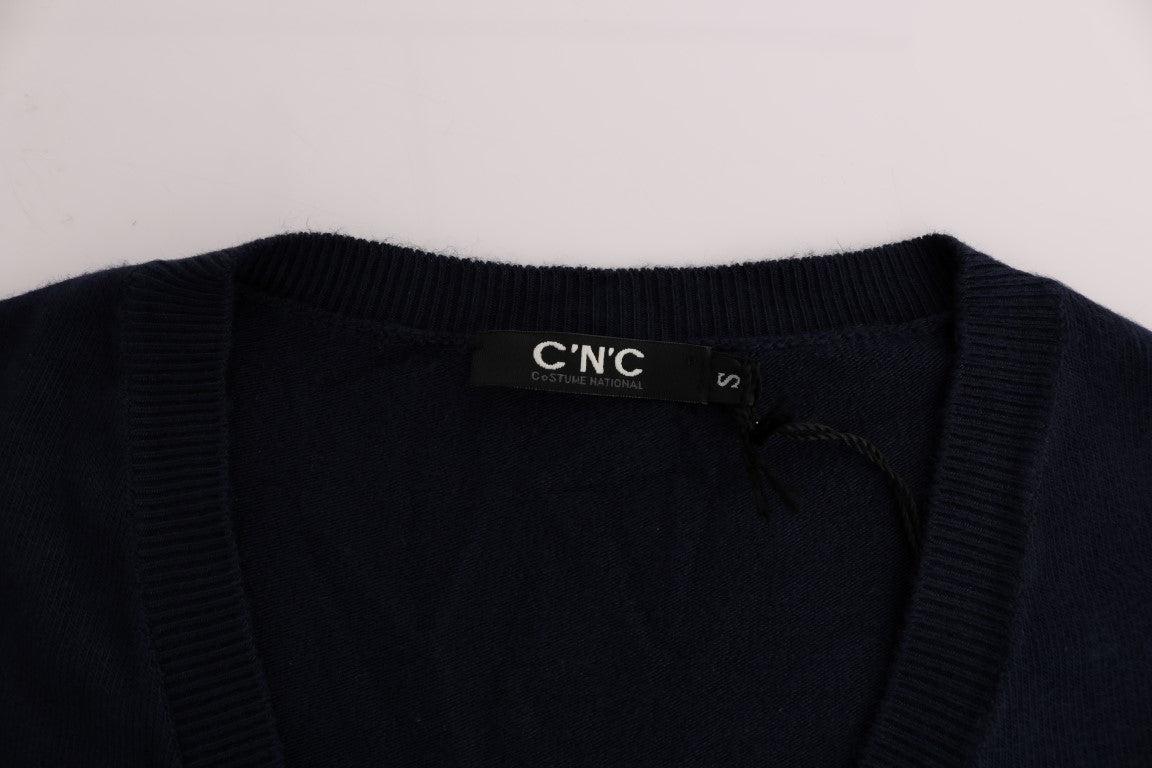 Blue V-neck Viscose Sweater