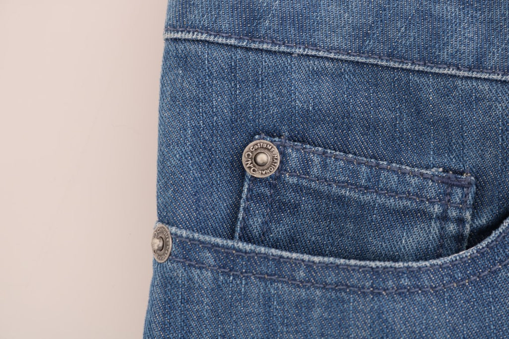Blue Wash Cotton Boyfriend Fit Jeans