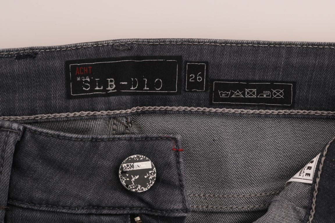 Gray Cotton Slim Fit Denim Jeans